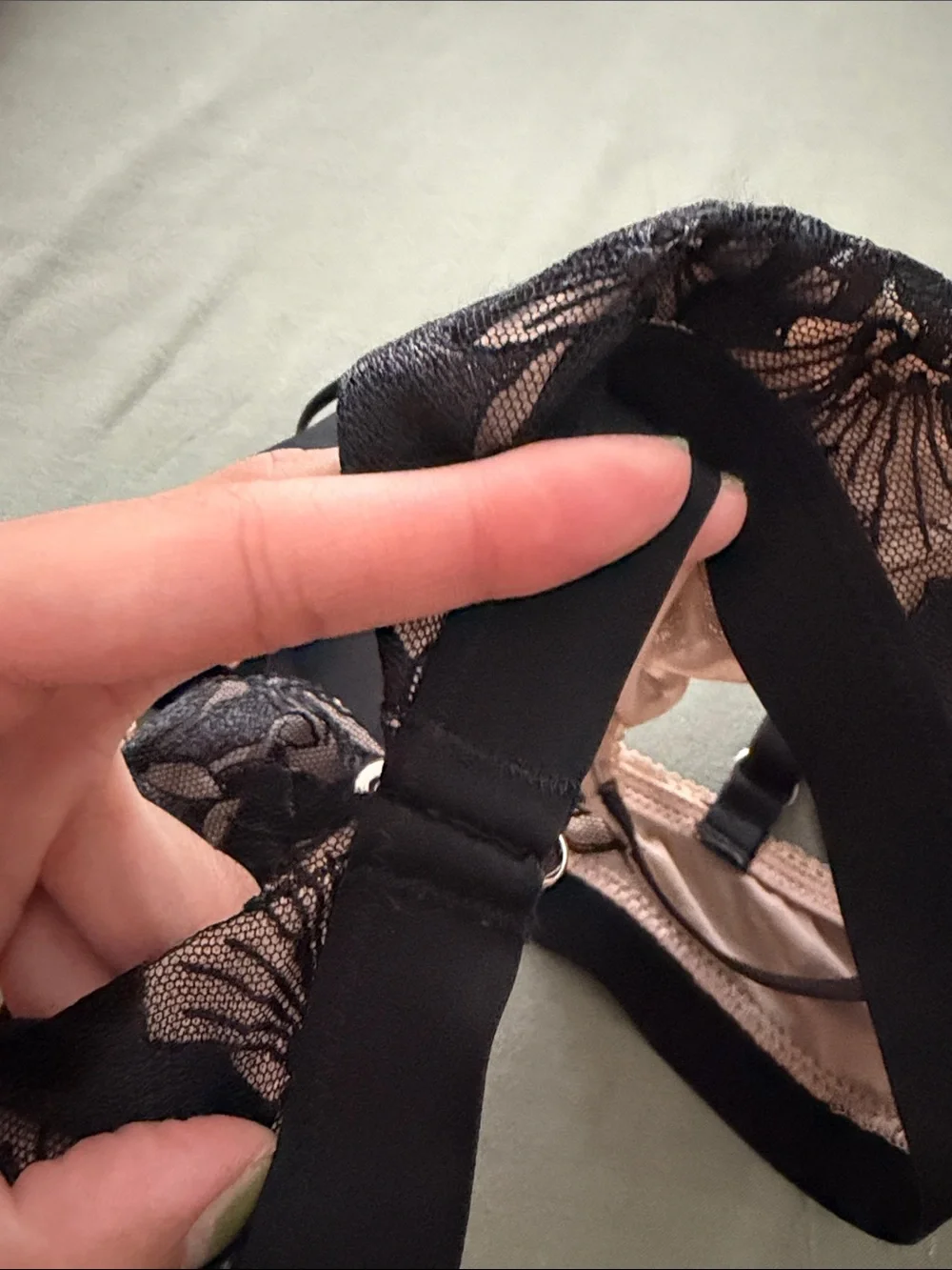 aerie Black Lace Floral Bralette with Nude Lining